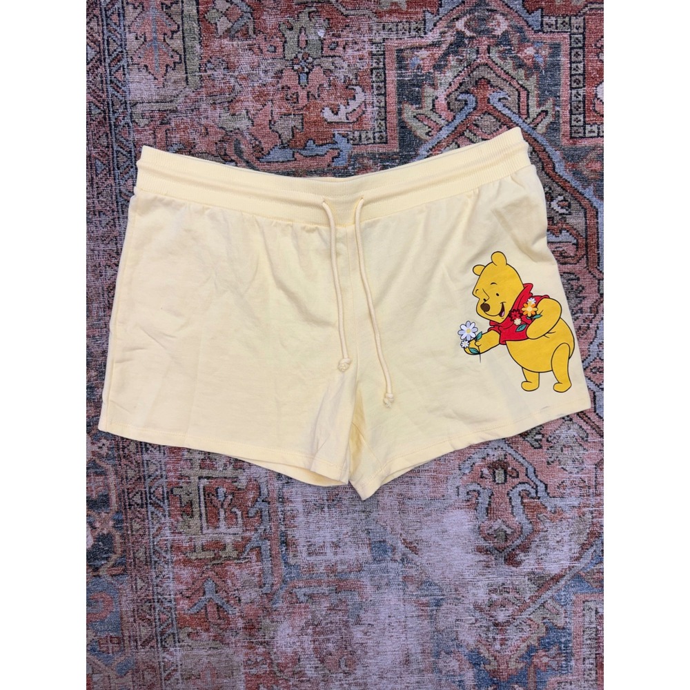 Disney Winnie the Pooh Yellow Fleece Lounge Shorts Womens 3XL